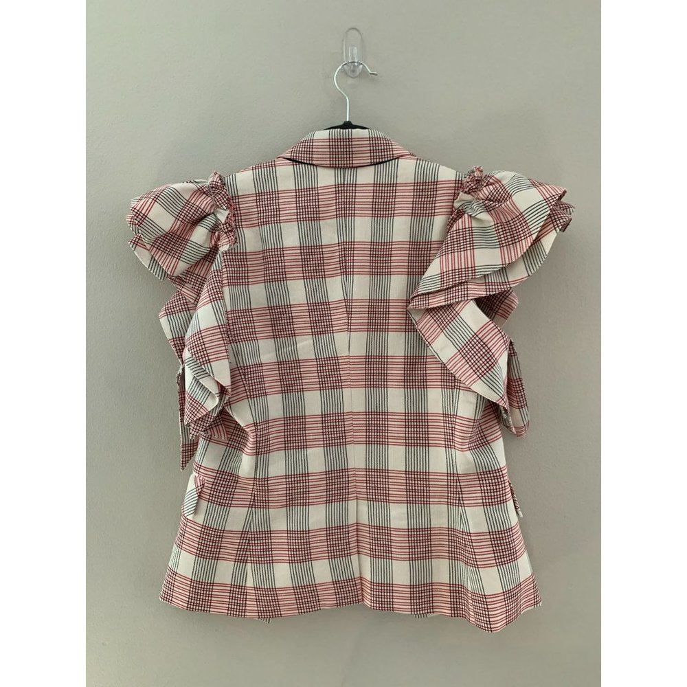 Veronica Beard Rosa Plaid Ruffle Blazer Vest - Picture 7 of 13